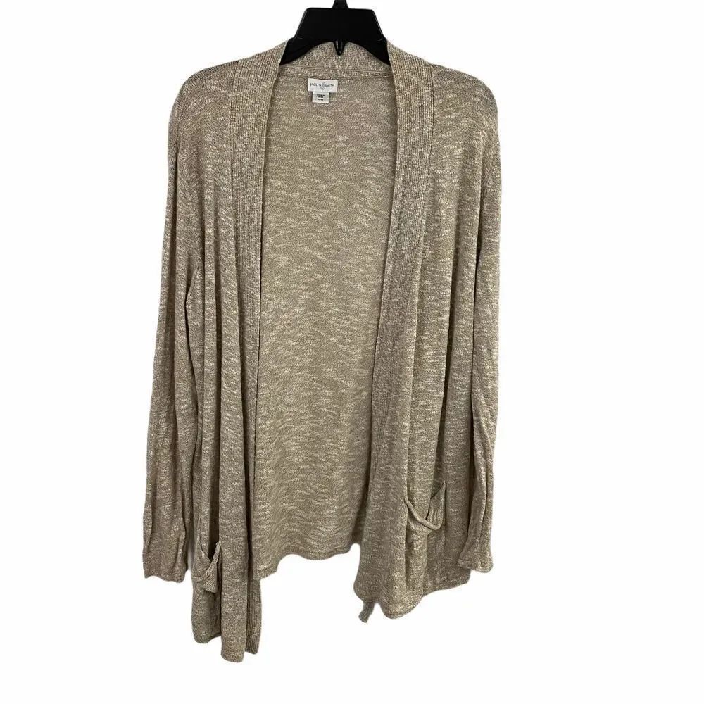 Jaclyn Smith Long Open Cardigan Oatmeal Color